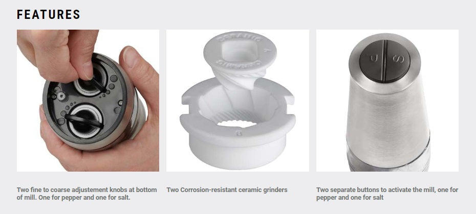 Trudeau 2 in 1 Electric Salt Mill & Pepper Mill Combo by Kitchen Niche