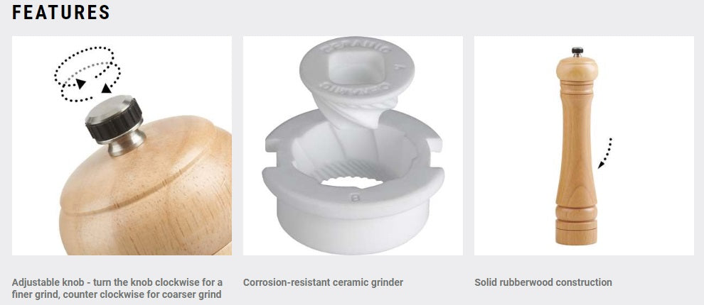 Trudeau Capri Pepper Mill Wood 10" by Kitchen Niche