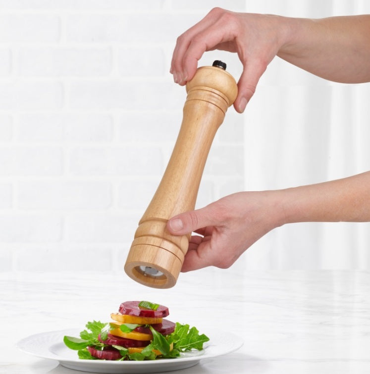 Trudeau Capri Natural Wood Salt & Pepper Mill Set 10" by Kitchen Niche