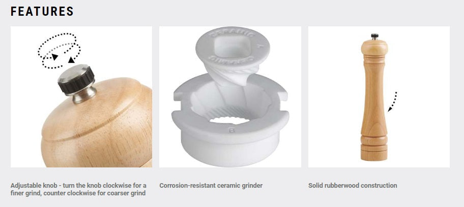 Trudeau Capri Natural Wood Salt & Pepper Mill Set 10" by Kitchen Niche