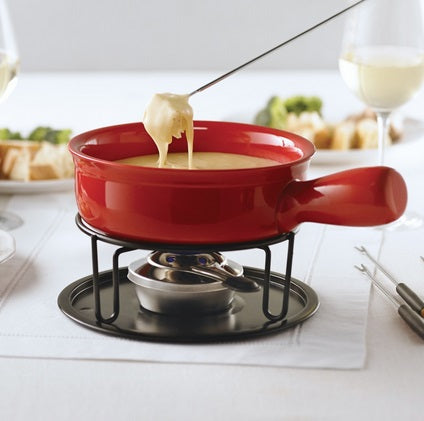Trudeau Cardinal Red Cheese Fondue Set by Kitchen Niche