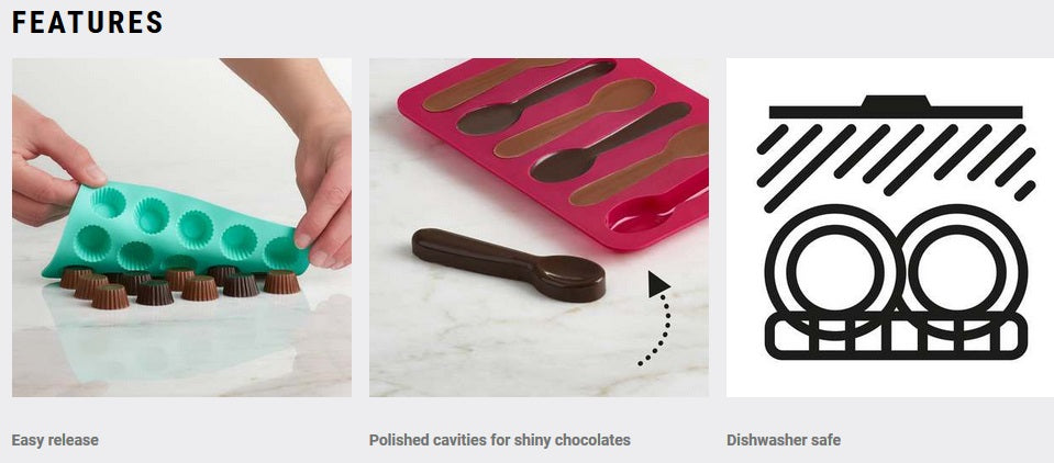 Trudeau Set of 2 Silicone Spoon Shaped Chocolate Molds by Kitchen Niche