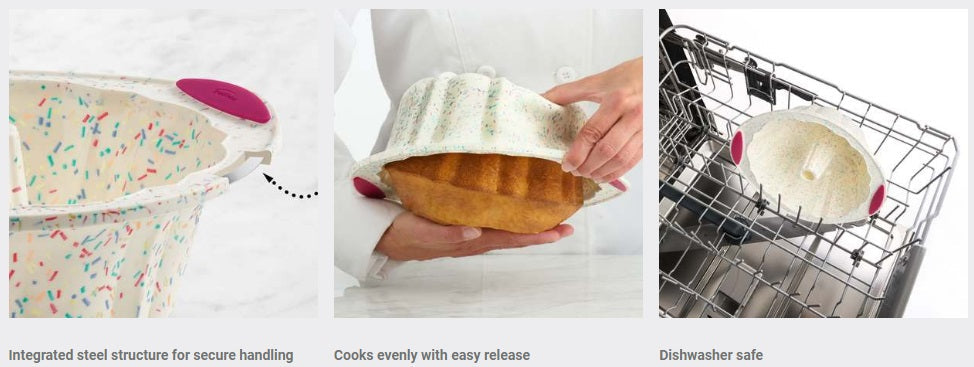 Trudeau Confetti Silicone Fluted Cake Pan by Kitchen Niche