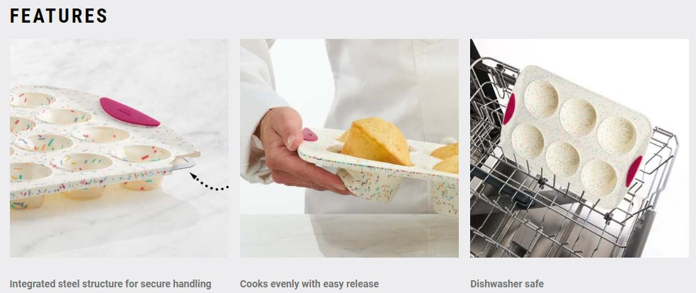 Trudeau Confetti Silicone Jumbo Muffin Pan by Kitchen Niche