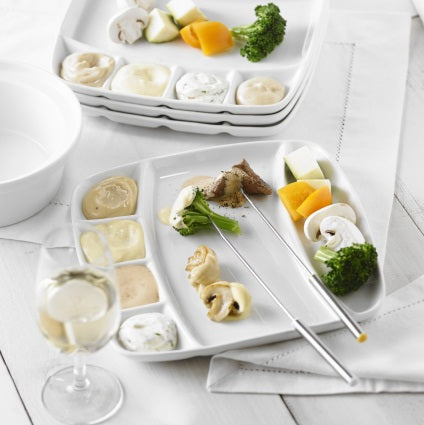 Trudeau Set of 4 Ceramic Fondue Plates by Kitchen Niche