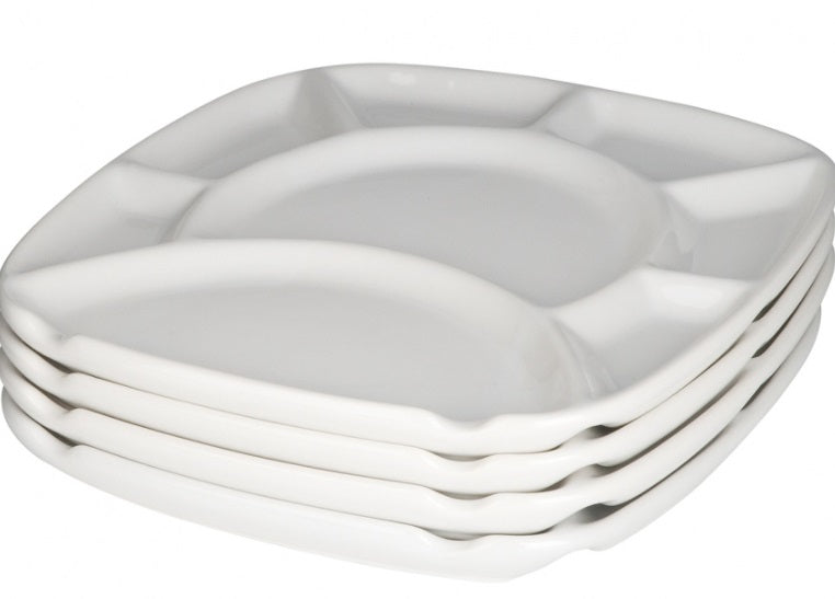 Trudeau Set of 4 White Ceramic Fondue Plates by Kitchen Niche