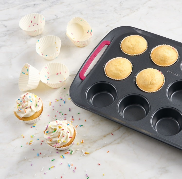 Trudeau Set of 24 Confetti Silicone Mini Muffin Baking Cups by Kitchen Niche