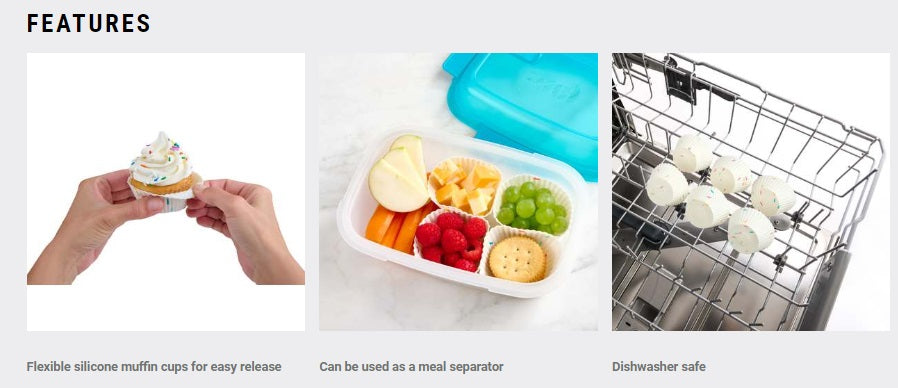 Trudeau Set of 24 Confetti Silicone Mini Muffin Baking Cups by Kitchen Niche