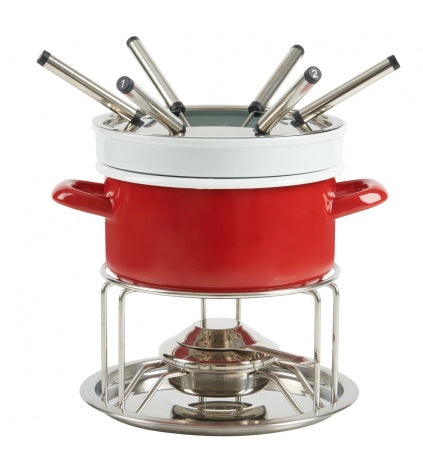 Trudeau 3 in 1 Red Enamel Fondue Set by Kitchen Niche