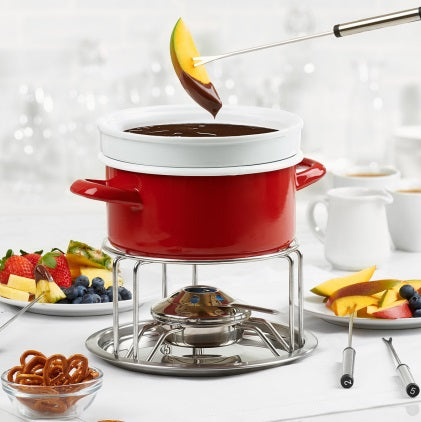 Trudeau 3 in 1 Red Enamel Fondue Set by Kitchen Niche