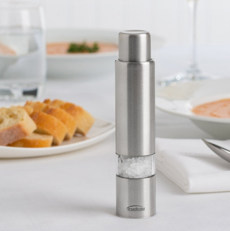 Trudeau Thumb Salt Mill Stainless Steel 6" by Kitchen Niche