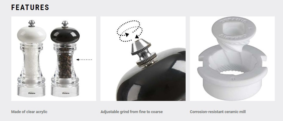 Trudeau Pepper Mill & Salt Mill Set – 6" by Kitchen Niche