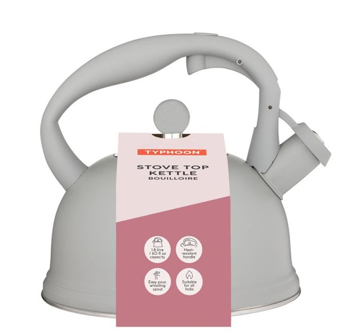 Typhoon Otto Whistling Tea Kettle Matte Grey by Kitchen Niche