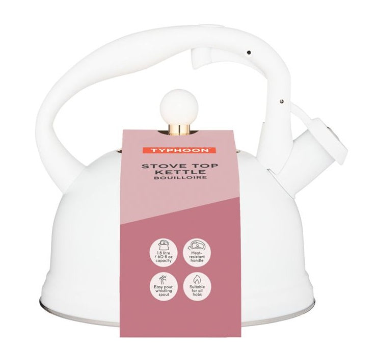 Typhoon Otto Whistling Tea Kettle White by Kitchen Niche