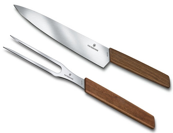 Victorinox Modern Carving Set with Walnut Handles by Kitchen Niche