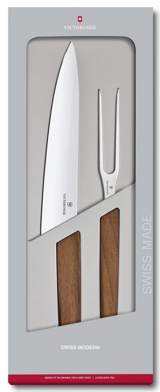 Victorinox Modern Carving Set with Walnut Handles by Kitchen Niche