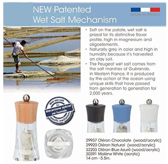 Peugeot Oleron Natural 14cm Wet Salt Mill by Kitchen Niche