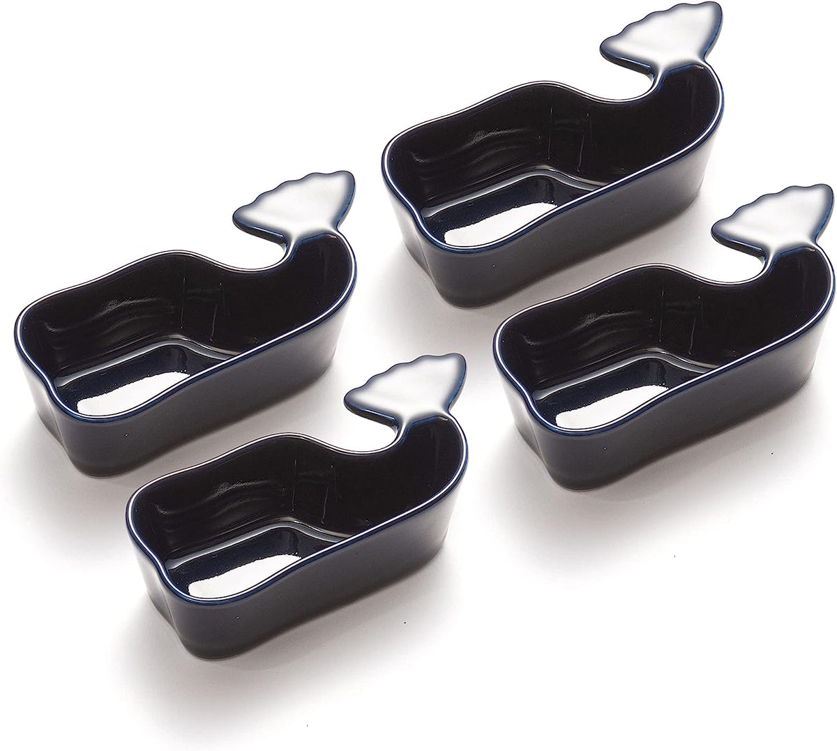 Fox Run Blue Ceramic Whale Condiment Cups Set of 4 by Kitchen Niche