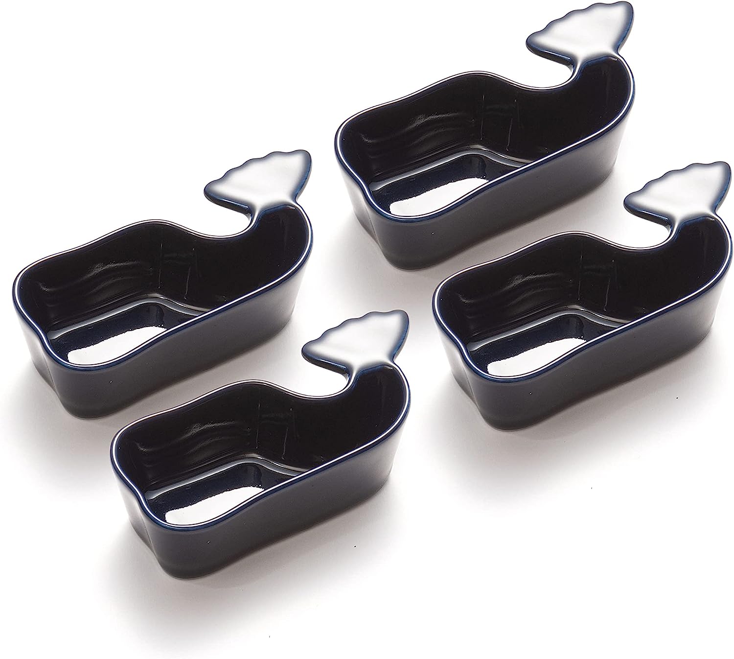 Fox Run Blue Ceramic Whale Condiment Cups Set of 4 by Kitchen Niche