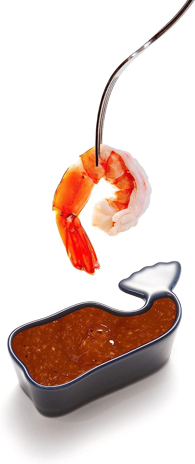 Fox Run Blue Ceramic Whale Condiment Cups Set of 4 by Kitchen Niche