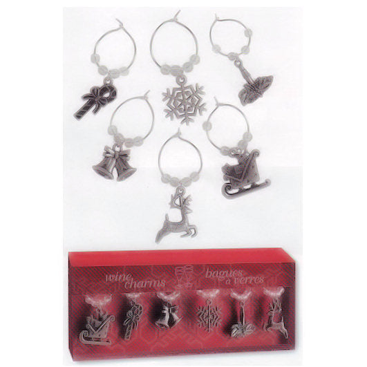 Holiday Wine Charms Set of 6 by Kitchen Niche